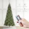 Glitzhome® 9ft Pre-Lit Green Slim Fir Artificial Christmas Tree, Multicolor LED Lights
